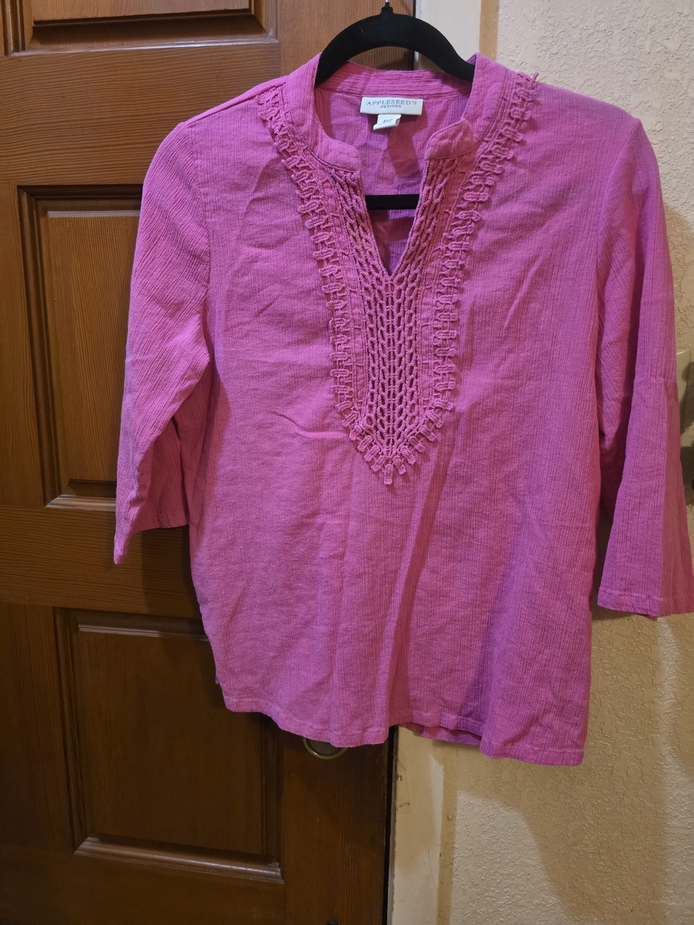 Apple Bottoms Hot Pink Crochet V-Neck Tunic